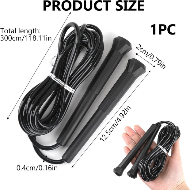 10 ft Speed Jump Rope with Handle, Adjustable Skipping Rope for Men Women, 3 oz Ultra-light Professional Fitness Boxing Cross Fit Exercises Gym Cardio Endurance Training Lovers (Black)