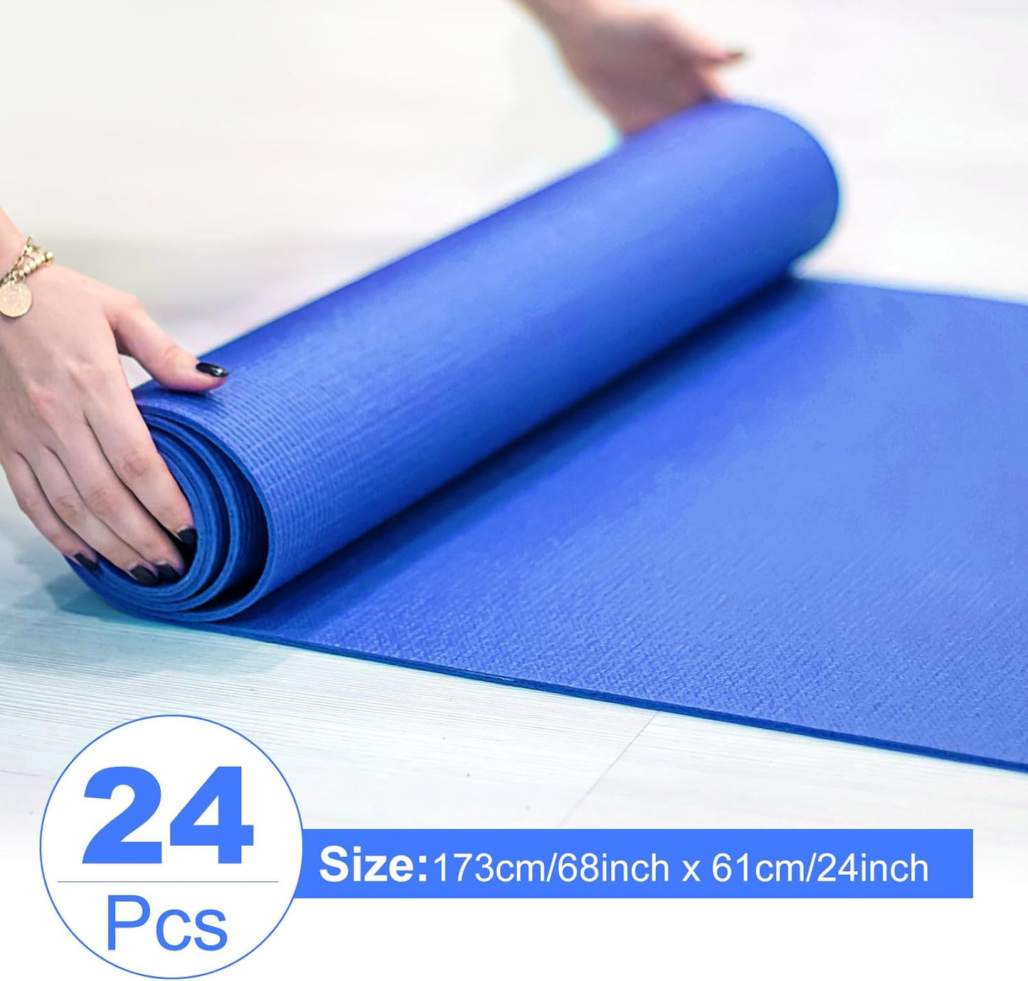 Funtery 24 Pcs 3 mm Thick Yoga Mat Exercise Workout Mat Non Slip Fitness Yoga Pad for Women Gym Home Yoga Pilates