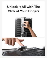 LUGGEX Checked Suitcase with Spinner Wheels, 28 Inch Aluminum Frame Zipperless Polycarbonate Hard Shell Suitcase, Charcoal Metallic