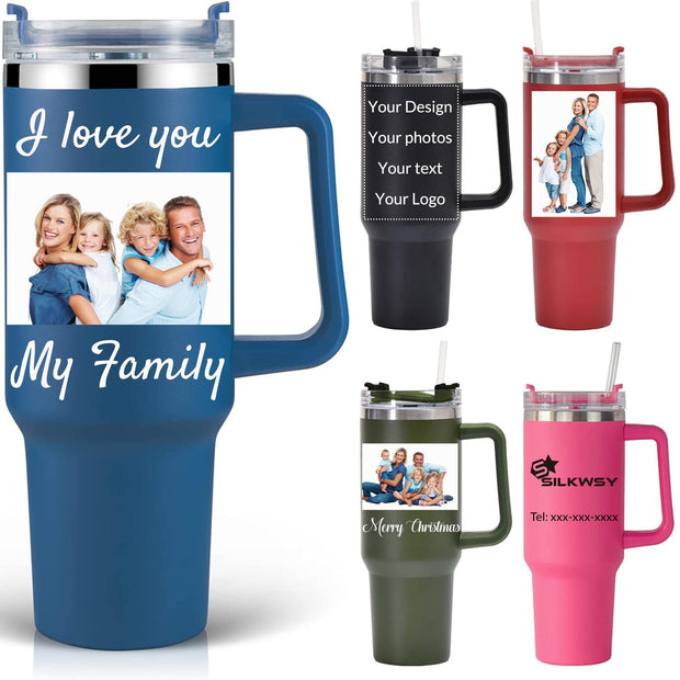 Personalized Photo 20oz 30oz Stainless Steel Tumbler,Custom Coffee Tumbler Cup With Lid And Strawstraw Vacuum Insulated With Text Photo Logo (PERSONALIZED)