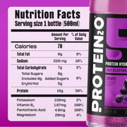 Protein2o Hydration Drink - 2-in-1 Liquid Clear Whey Protein Isolate and Electrolyte Drink - 15g Protein, Vitamins B5, B6 - Post-Workout Recovery - 16.9 Fl Oz - 12 Count Grape