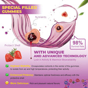 Sugar Free Multivitamin Gummies for Women 14+ w/Iron, Inositol, Folate, Biotin, Womens Daily Multivitamin Gummy w/Vitamin A, C, B, D3, K2, for Hair, Skin, Energy, Immune, Strawberry Flavor