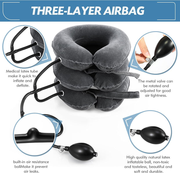Neck Stretcher, Cervical Traction Device, Neck Traction Device, Neck Pain Relief, Adjustable Inflatable Neck Brace & Neck Stretcher Cervical Traction, Neck Decompression Home Use (Purple)