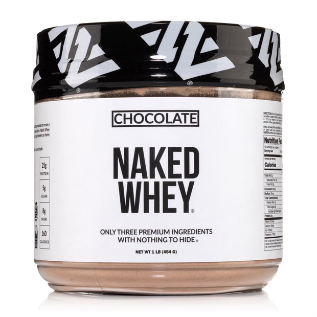 NAKED Whey Chocolate Protein Powder - Only 3 Ingredients - Grass Fed Whey Protein Powder, Organic Chocolate and Organic Coconut Sugar, No GMO, No Soy, and Gluten Free - 24 Servings