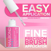Super Strong Nail Glue for Press On Nails, Nail Tips & Acrylic Nails (8ml) NYK1 NailBond Brush On Glue for Press Ons, Tips & Acrylics - Long Lasting, Maximum Strength, Mess-Free Application