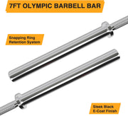 THUNDERBAY 7ft Olympic Bar for Weightlifting and Power Lifting, 2 Inch Barbell Bar 700LBS Weight Capacity for Squats, Deadlifts, Presses, Rows and Curls