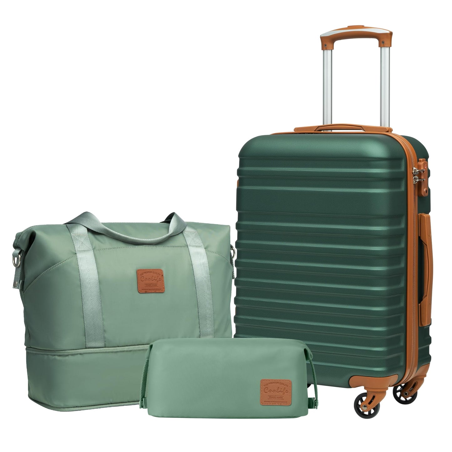 Coolife Suitcase Set 3 Piece Luggage Set Carry On Hardside Luggage with TSA Lock Spinner Wheels (Navy, 5 piece set)