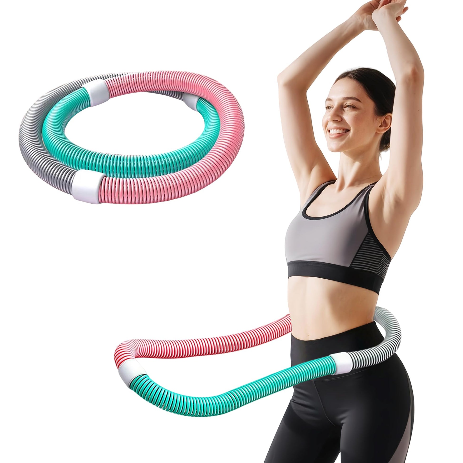 Infinity Weighted Hula Hoop for Adults – 3.3lb Foldable Fitness Hoop, Waist-Friendly Slimming Exercise Equipment, Portable & Silent for Home, Travel, Gym