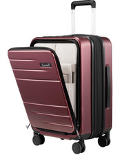 LUGGEX Carry On Luggage 22x14x9 Airline Approved, Expandable Polycarbonate Suitcase with Front Pocket (Charcoal Metallic, 20 Inch, 35L)