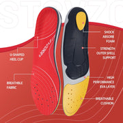 STSVZORR 220 lbs+ High Arch Support Insert Metatarsal Pad Pain Relief Men Women Plantar Fasciitis Insole Orthotic Flat Feet Heel Spur Comfort Standing All Day, Work Boots Shoe Insole
