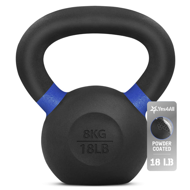 Yes4All Powder Coated Cast Iron Kettlebell Strength Training Kettlebells Weight Set for Full Body Workout, Home Gym