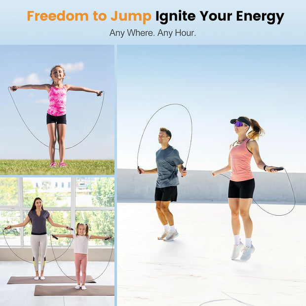 Jump Rope,Tangle-Free Rapid Speed Jump Rope with Ball Bearings for Men,Women and Kids,Adjustable Steel Skipping Rope with Ergonomic Foam Handles,A Ideal Equipment and Accessories for Workout,Fitness,Exercise,Home Gym,Slim Body