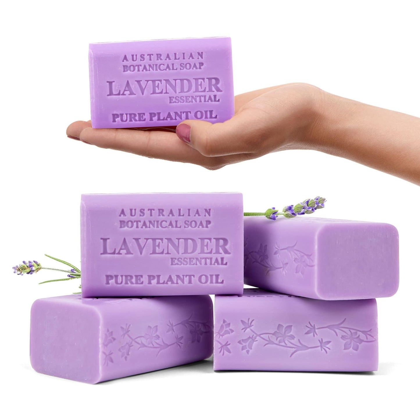 Australian Botanical Soap, Sea Salt, Lemongrass, Pink Lychee, Valencia Orange 6.6 OZ, Luxury Soap Bars Enriched with Shea Butter, Vegan Friendly Assorted Pack of 4