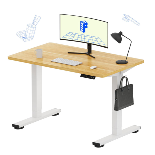 FLEXISPOT EN1 Whole-Piece Standing Desk, 48 x 24 Inches Height Adjustable Desk Stand up Desk Home Office Table for Computer Laptop (White Frame + Maple Desktop)