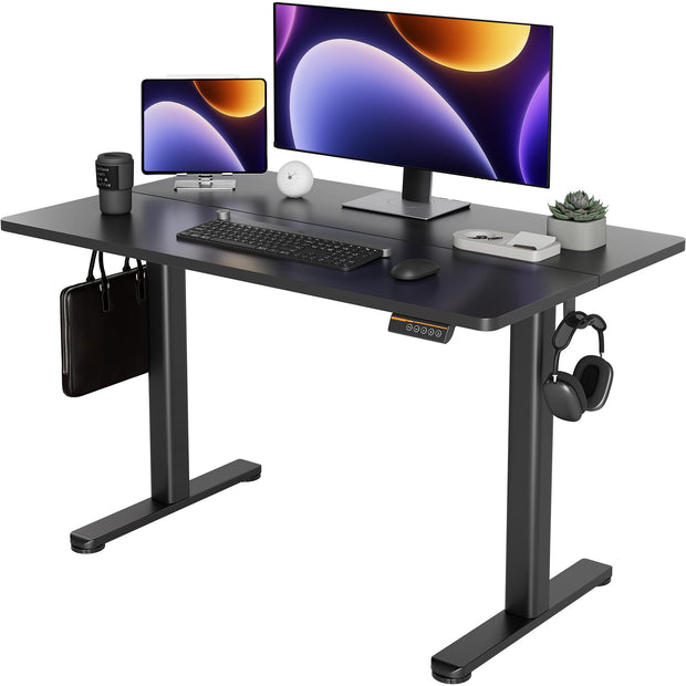 YDN Electric Standing Desk Adjustable Height, 40 x 24 Inches Stand up Desk with Cable Management, Home Office Desks with Splice Board & White Frame, White Top