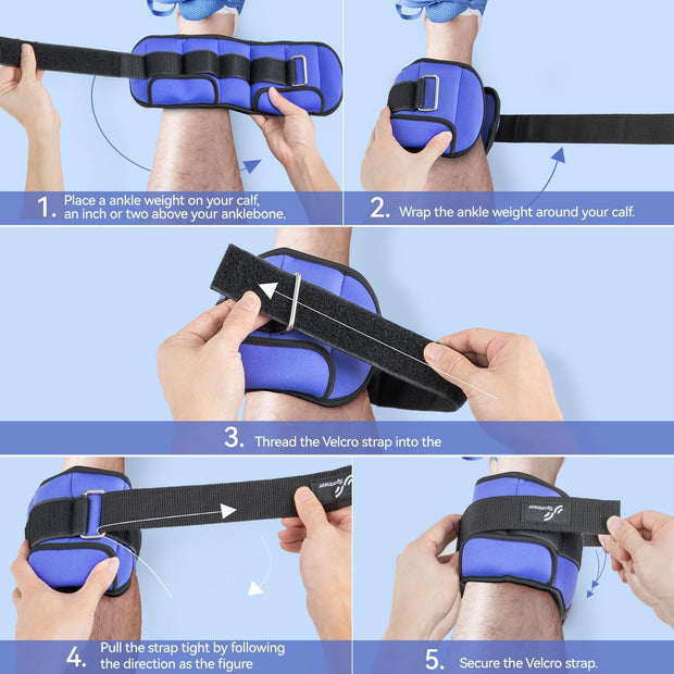 Sportneer Upgrade Adjustable Ankle and Wrist Weights for Women and Men 1-7 lbs / 1-10 lbs Set | Comfortable, Secure Fit for Walking, Running, Fitness, Physical Therapy, Home Gym