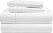 LANE LINEN 100% Egyptian Cotton King Sheets Set – 4 Piece Sateen Weave Bed Sheets, Ultra Soft, 16" Deep Pocket, Luxury King Size Sheet Set – White