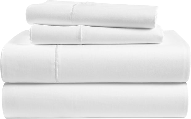 LANE LINEN 100% Egyptian Cotton King Sheets Set – 4 Piece Sateen Weave Bed Sheets, Ultra Soft, 16" Deep Pocket, Luxury King Size Sheet Set – White