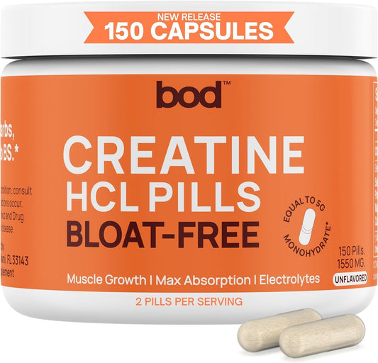 Creatine HCL Pills - Muscle Growth, Endurance, No Bloat, No Load, Not Flavored | Monohydrate Micronized Alternative, Creatine for Women and Men, Vegan, Creatina HCL, 150 Capsules