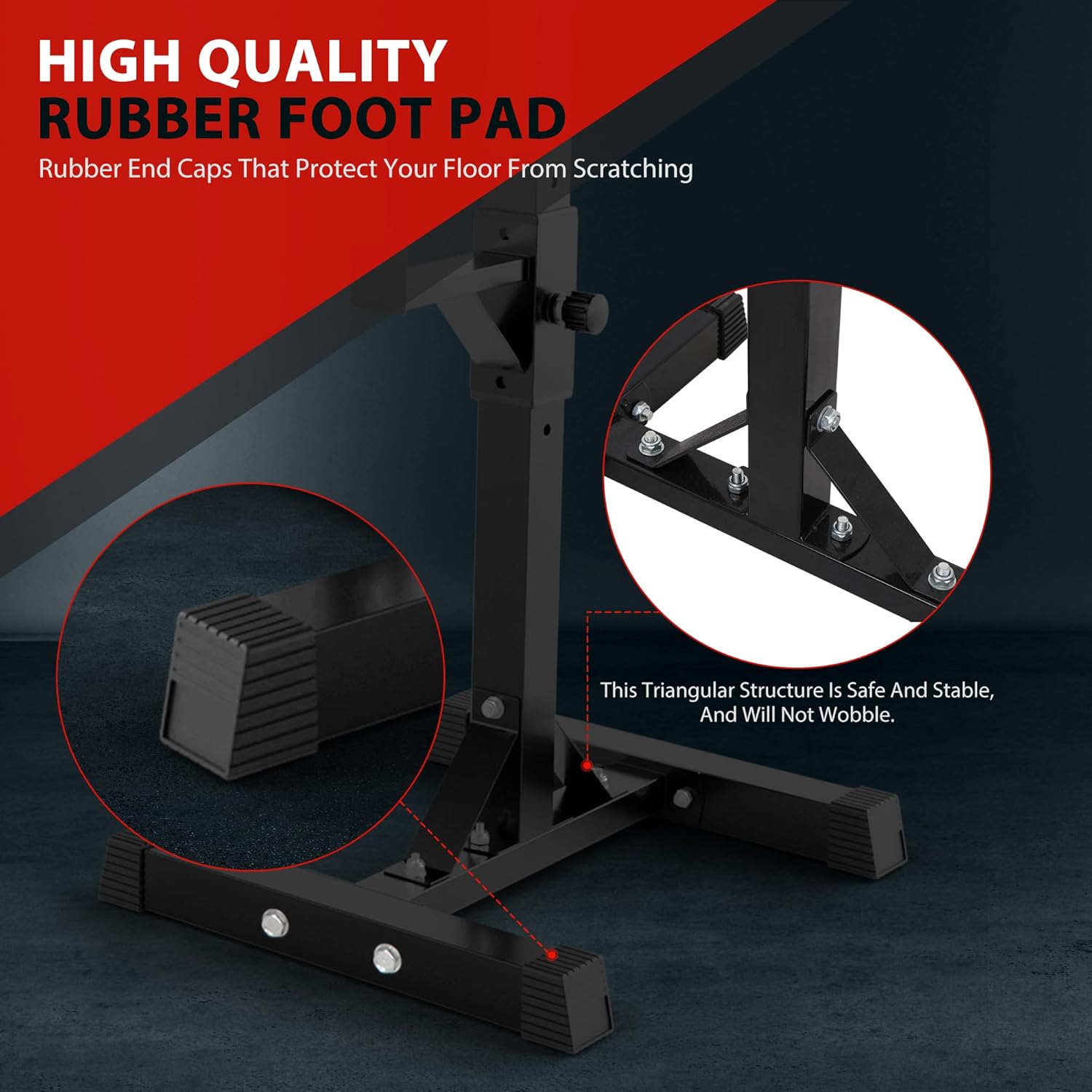 F2C Max Load 550Lbs Pair of Adjustable 41"-66" Rack Sturdy Steel Squat Barbell Free Bench Press Stands GYM/Home Gym Portable Dumbbell Racks Stands