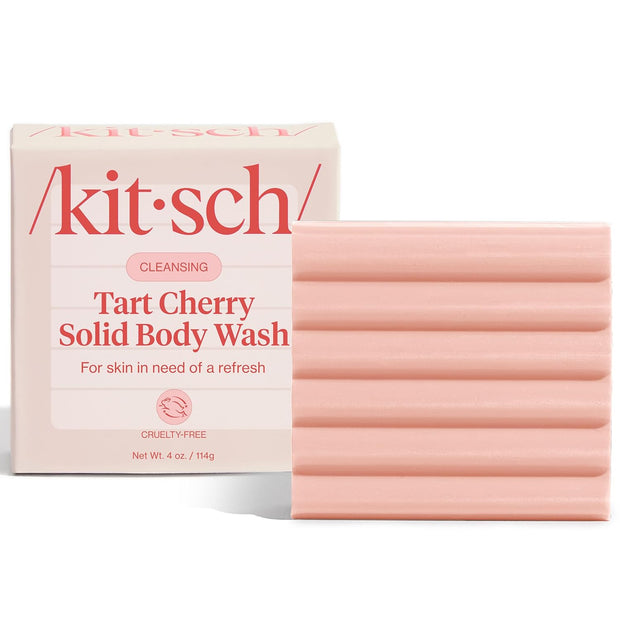 Kitsch Cleansing Tart Cherry Soap Bar with Refreshing Scent - Eco-Friendly Body Wash Women Love - Cherry Solid Bar Soap for Daily Use - Silicone, Sulfate and Paraben Free, Made in USA - 4oz