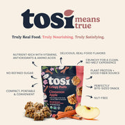 Tosi Crispy Puffs (3oz, 4 Pack), Vegan Crunchy Snacks, 8g Plant Based Protein, Nut-Free, Allergen Friendly, Healthy Snacks for Adults & Kids, Gluten Free Treats, Ancient Grains (Cinnamon Apple)