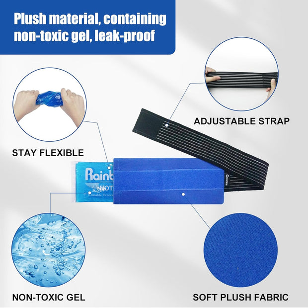 Soft Ice Packs Reusable Gel Pack 2, Hot and Cold Gel Ice Packs for Injuries, Headaches, Joint Pain Relief, Comfort Ice Pack Flexible Therapy on Neck, Ankle, Knee, Leg, Shoulder, Elbow, Wrist, Feet