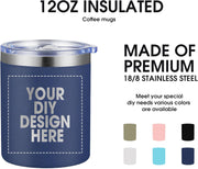 Personalized Custom Tumbler Print in USA 12oz Stainless Steel Travel Coffee Cup with Lid & Straw Double Wall Insulated Mug With Colorful Text Logo Photo