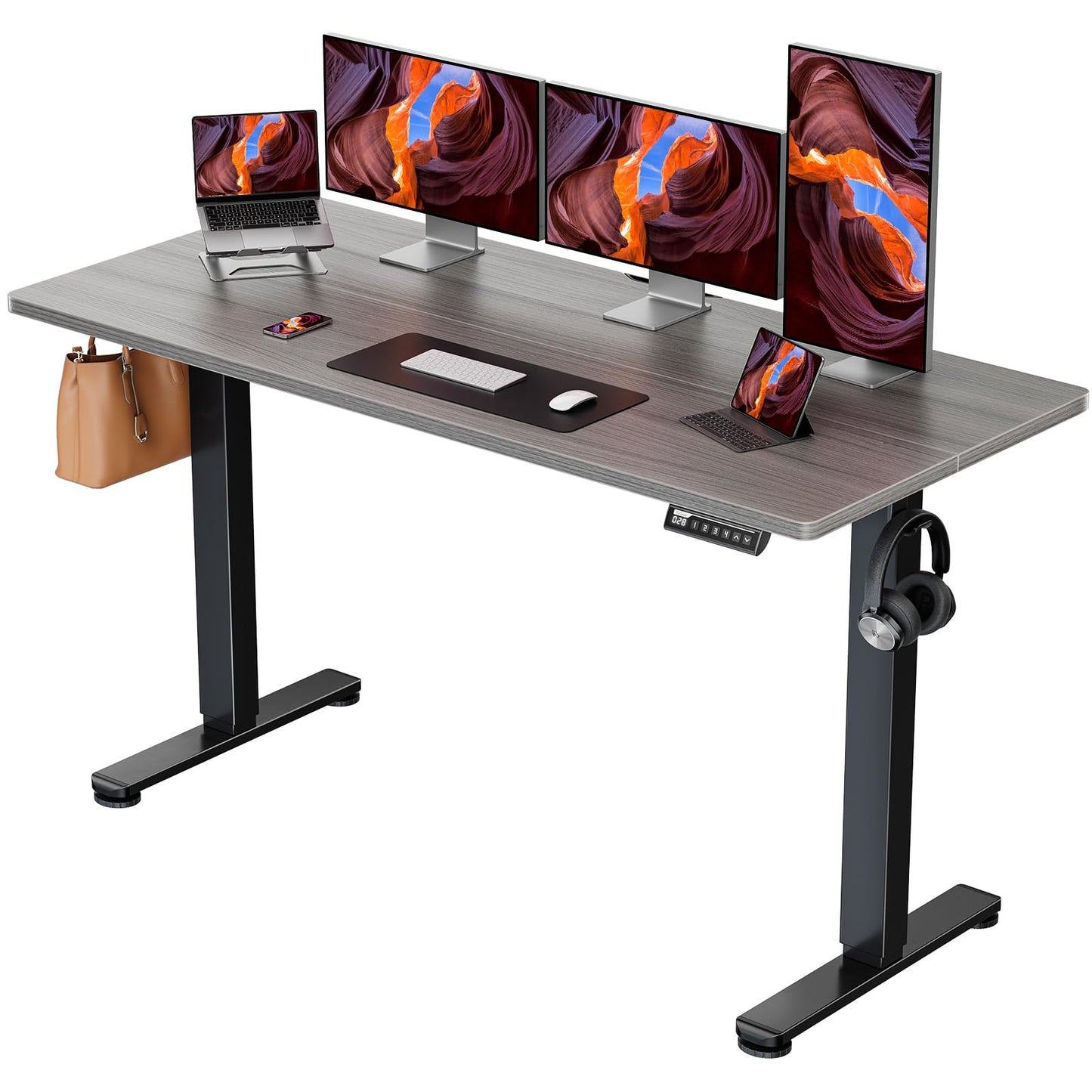 ErGear Height Adjustable Electric Standing Desk, 48 x 24 Inches Sit Stand up Desk, Memory Computer Home Office Desk with Two-Piece Desktop (Black)
