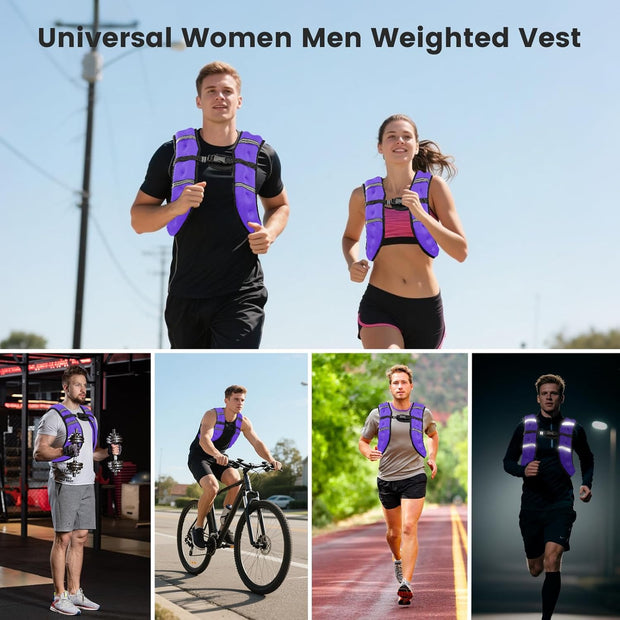 Weighted Vest for Woman Men,6lb/8lb/12lb/16lb/20Lb/25lb Weight Vest with Reflective Stripe Adjustable Buckle Strap Back Pocket Workout Strength Training Walking Jogging Running