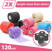 OK TAPE Pre Wrap Tape (4-Rolls) - Athletic Foam Underwrap for Sports, Protect for Ankles Wrists Hands and Knees, 2.75 Inches x 30 Yards - Black/Pink/Beige/White