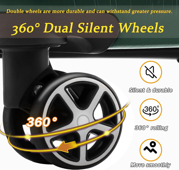 Merax Luggage Sets 3-Piece Hardshell with Spinner Wheels Lightweight Suitcase with Corner Guards (Green, 20/24/28)