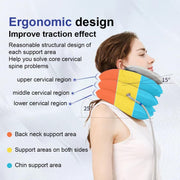 Neck Stretcher with Neck Brace,Cervical Traction Neck Device,Neck Relief Tool,Adjustable Inflatable Cervical Brace,Home Use Neck Decompression New Technology Breathable Fabric Washable&Colorfast(Gray)