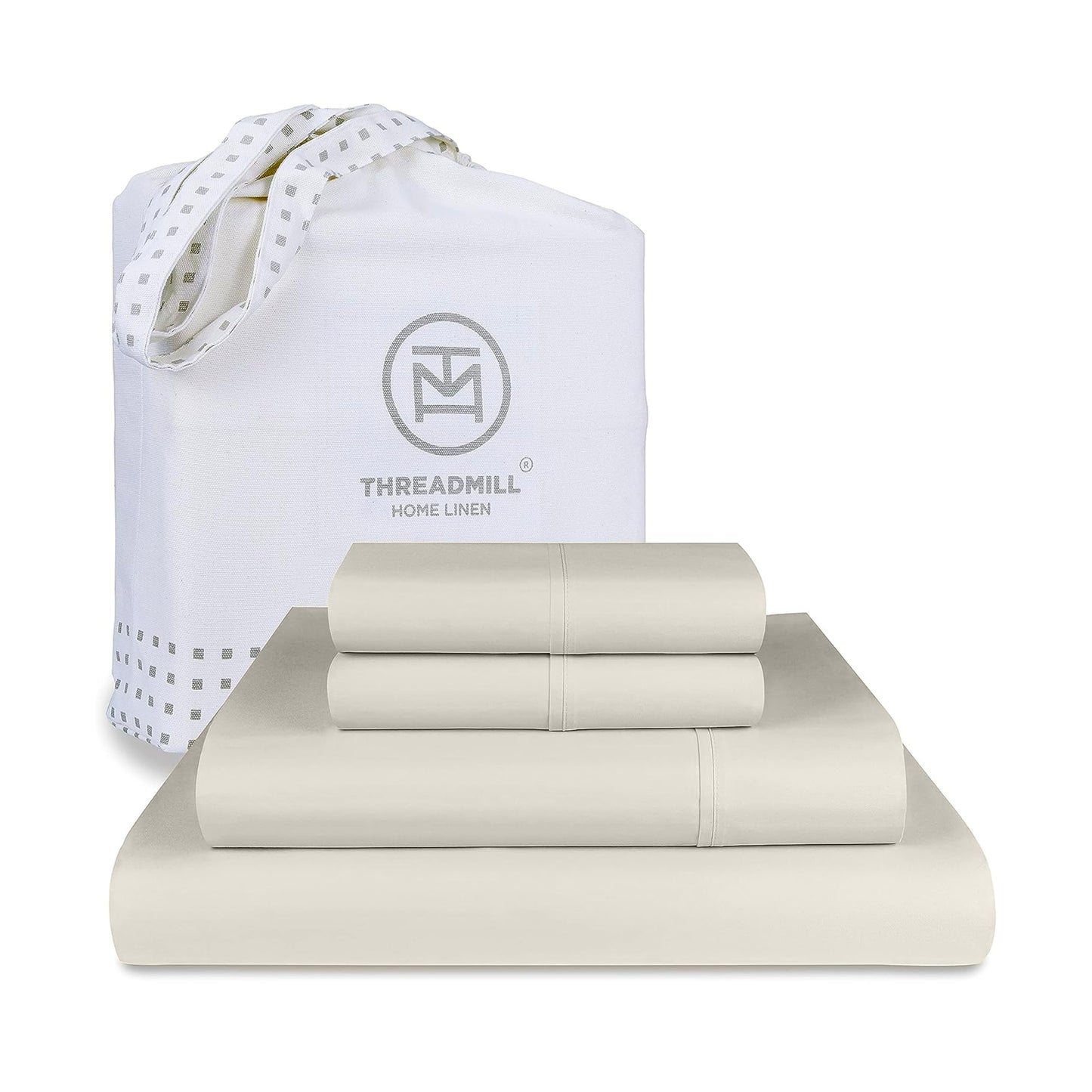 Threadmill 100% American Certified Supima Cotton Sheets King Size - 1200 Thread Count, 4Pc King Size Sheets Set, Smooth Sateen, Ultra Luxury Bed Sheets, 17" Deep Pocket King Sheet Set - White Sheets