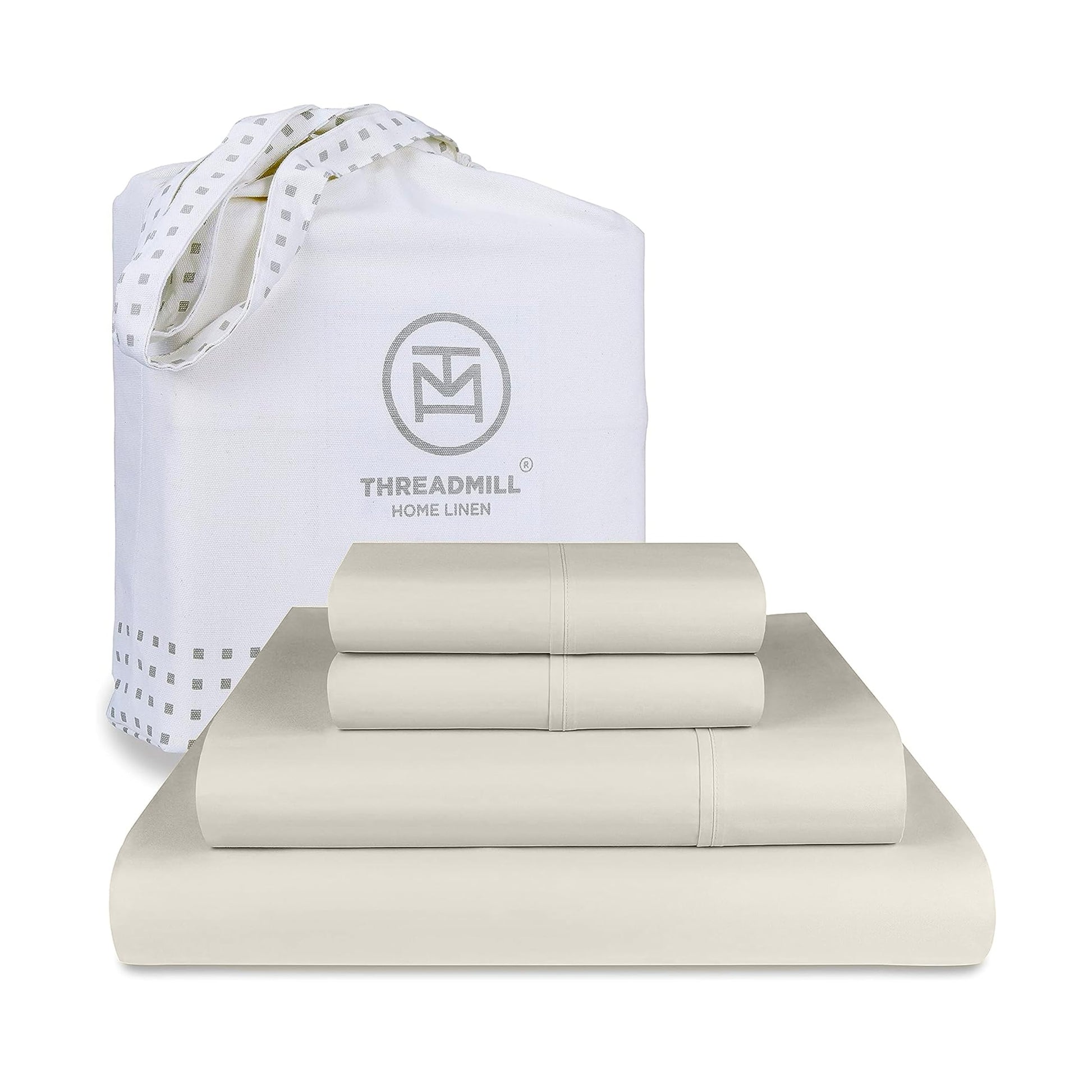 Threadmill 100% American Certified Supima Cotton Sheets King Size - 1200 Thread Count, 4Pc King Size Sheets Set, Smooth Sateen, Ultra Luxury Bed Sheets, 17" Deep Pocket King Sheet Set - White Sheets