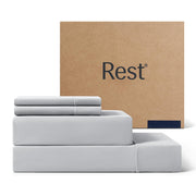 REST® Evercool®+ Cooling Sheet Set, King Size, Light Gray, Breathable Bed Sheets for Hot Sleeper and Night Sweats, with Pillowcases, with Ionic+ Self-Cleaning Silver Yarn for Sensitive Skin, 4PCS