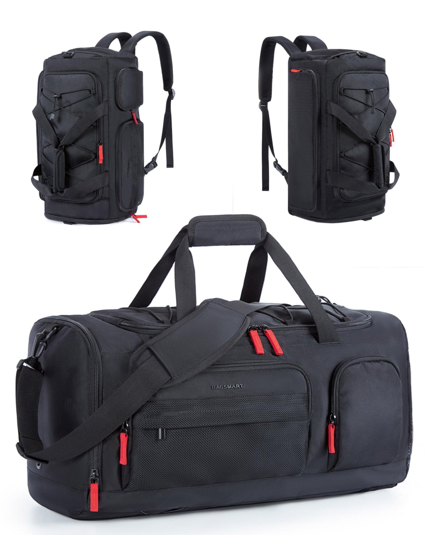BAGSMART Gym Bag for Women & Men, 35L Sports Travel Duffel Bag with Shoe Compartment，Anti-Theft Carry On Weekender Bag for Airplane, Water Resistant Workout Overnight Backpack for Travel Gym,Grey