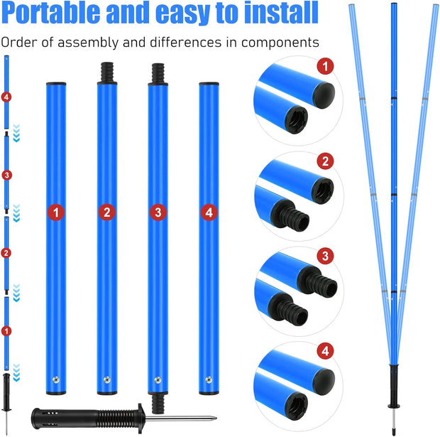 Soccer Agility Training Equipment: 6 Soccer Agility Poles, 20ft Agility Ladder, 10 Soccer Cones, 1 Jump Rope. Soccer Training Poles for Speed Training, Agility Training