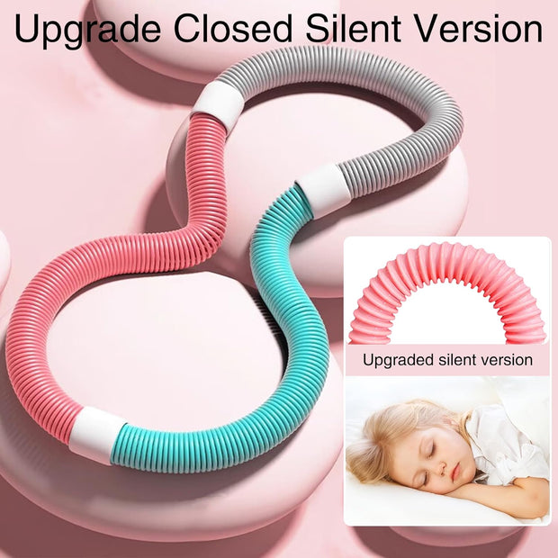 Weighted Soft Spring Hula Hoop for Adults, 3lb Foldable for Home and Travel, Portable Slimming Fitness Hoop for Weight Loss, Waist-Friendly Design, Upgraded Closed Silent Version