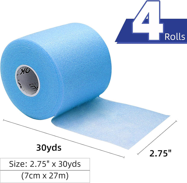 OK TAPE Pre Wrap Tape (4-Rolls) - Athletic Foam Underwrap for Sports, Protect for Ankles Wrists Hands and Knees, 2.75 Inches x 30 Yards - Black/Pink/Beige/White