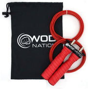 WOD Nation Attack Speed Jump Rope : Adjustable Jumping Ropes : Unique Two Cable Skipping Workout System : One Thick and One Light 11 Foot Cable : Perfect for Double Unders : Men and Women