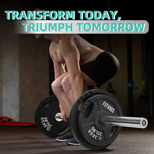 Olympic Cast Iron 2-Inch Weight Plates Including 5FT Olympic Barbell Bar & Safely Locks, 100 Pounds Set (85 lbs Plates + 15 lbs Barbell Bar), Multiple Packages