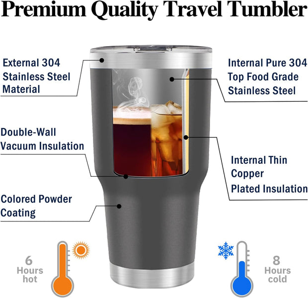 Personalized Tumbler With Name Picture, Custom Insulated Tumbler 30oz with Lids and Optional Straws, Custom Travel Tumblers Personalized, Birthday Christmas Father's Day Gift for Dad, Men