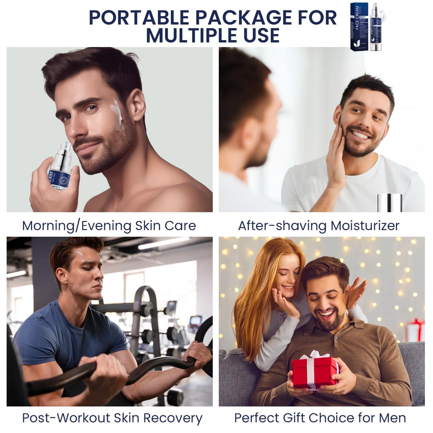 6-in-1 Mens Face Moisturizer: Face Cream for Men - Reduce the Look of Eye Bags, Dark Circles, and Puffiness - Skin Care for Men - 1.7 fl oz