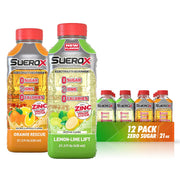 SueroX Zero Sugar Electrolyte Drink for Hydration and Recovery, Unique Blend of Electrolytes & 8 Ions, Zero Calorie Sports Drink, 21.3 Fl Oz, Variety Pack, 12 Count