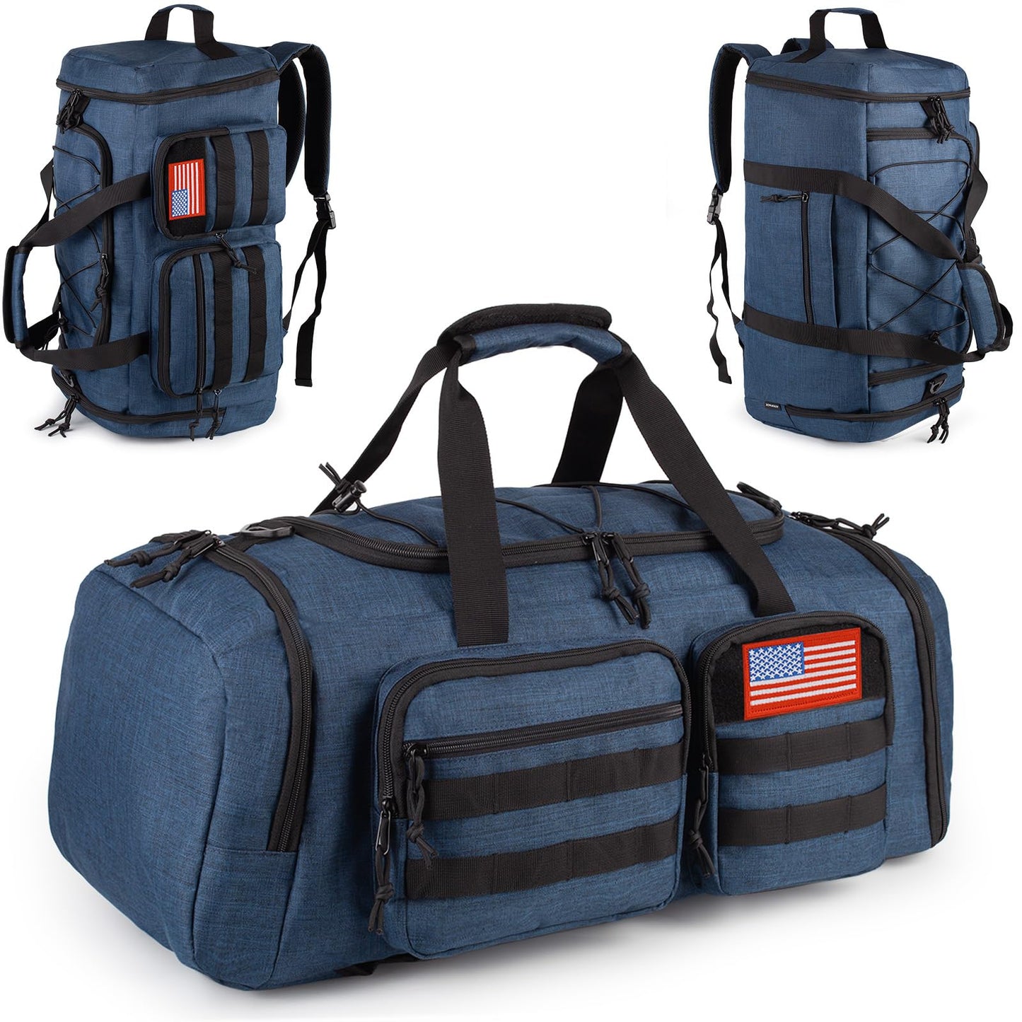Tactical Gym Bag for Men，50L Large 3 in 1 Sports Duffle Bag with Shoes Compartment for Travel,Water Resistant Travel Backpack Weekender Overnight Bag with Wet Pocket for Women