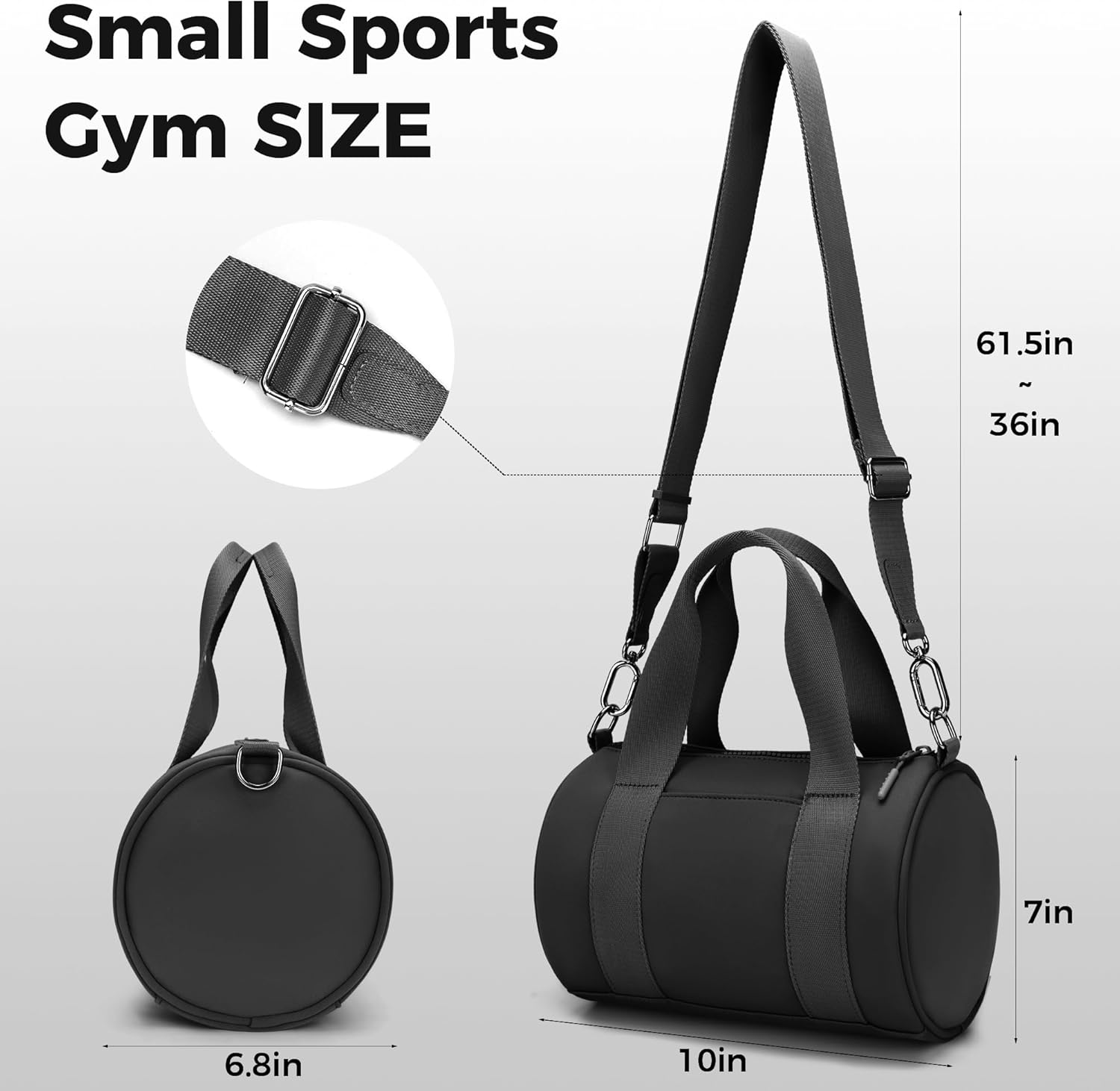 FODOKO Sports Small Gym Bag for Women, Travel Duffel Bags， Workout Yoga Tote， Cute Crossbody Women's Shoulder Handbags (Black)