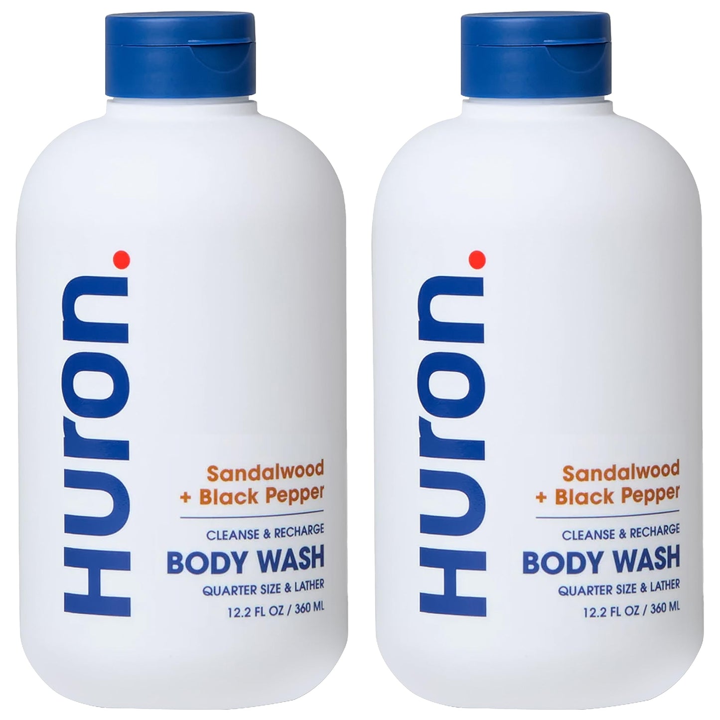Huron Men’s Moisturizing Body Wash – Crisp & Invigorating Scent of Citrus, Eucalyptus, Mint, & Aromatic Greens - Made With Coconut Oil, Vitamin E & Witch Hazel – Vegan, Cruelty-Free - 12.2 fl oz