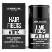 Viking Revolution Black Hair Fibers for Thinning Hair Men - Thick Fiber for Bald Spot Cover Up - Hair Building Fibers with Kerating and Biotin - Hair Fiber for Men for Thicker and Fuller Look (0.52oz)