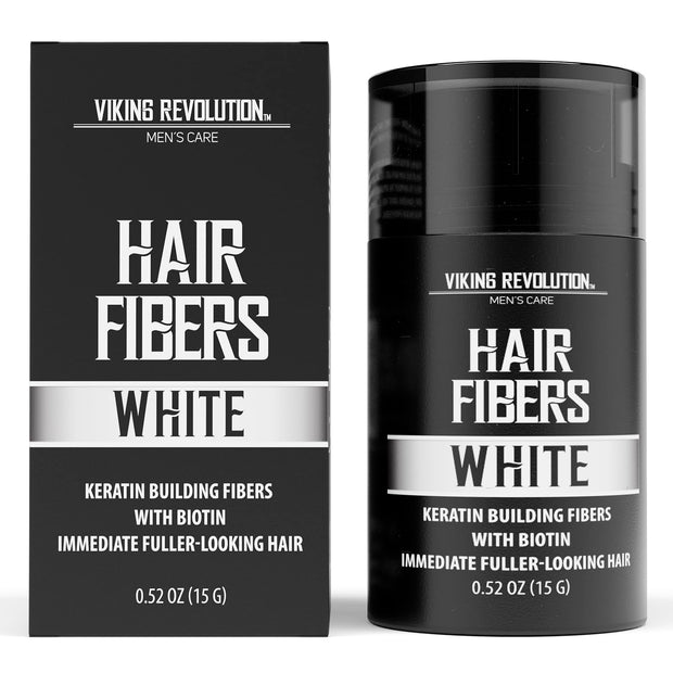 Viking Revolution Black Hair Fibers for Thinning Hair Men - Thick Fiber for Bald Spot Cover Up - Hair Building Fibers with Kerating and Biotin - Hair Fiber for Men for Thicker and Fuller Look (0.52oz)